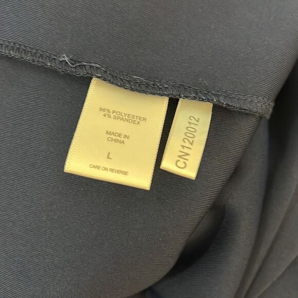 New York & Company Dress Large V Neck Flutter Sleeve Midi Navy Blue Zipper Back - Picture 10 of 12